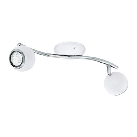 EGLO LED Deckenlampe Bimeda, 2 flammige Deckenleuchte, Deckenstrahler aus Metall in Weiß und Chrom, Wohnzimmerlampe, Spots inkl. GU10 Leuchtmittel, warmweiß