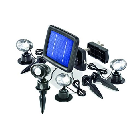 Esotec LED Solarspot Trio PIR, 3er Set, Bewegungsmelder, Bodenleuchte, LED Spot, Solarstrahler, Teichbeleuchtung, Solarstecker, 6000K, kaltweiß, Erdspieß, Akku, außen, IP44, wetterfest, 102144
