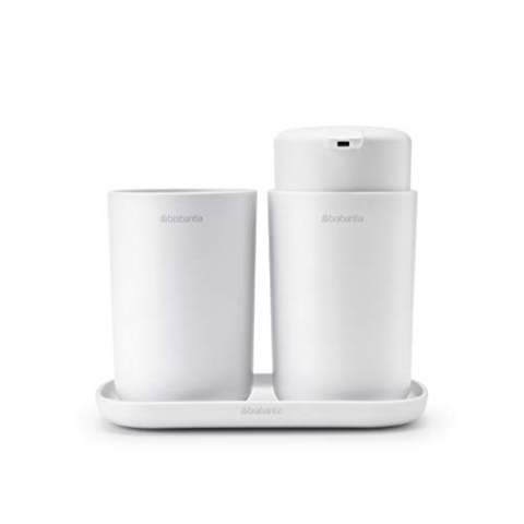 Brabantia Renew Collection Badezimmer-Set, Kunststoff, Weiß, Set of 3