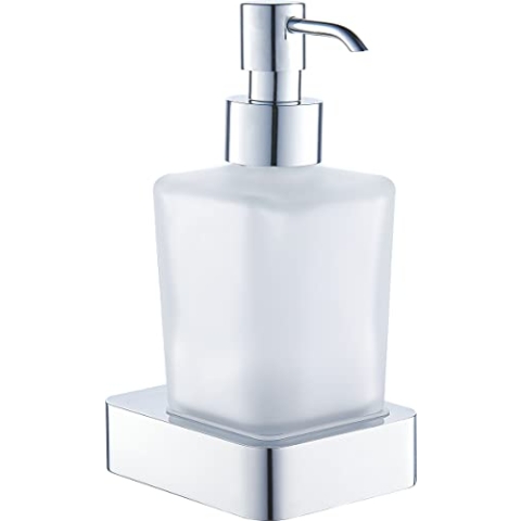 Luzzo® Piazzo Seifenspender mit Wandhalterung - Chrom Design - aus Messing - viereckig - Nachfüllbar - mit Wandhalterung
