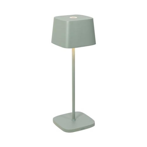 Zafferano, Ofelia Lampe, Kabellose, Wiederaufladbare Tischlampe mit Touch Control, Auch für den Außenbereich Geeignet, Dimmer, 2200-3000 K, Höhe 29 cm, Farbe Salbei