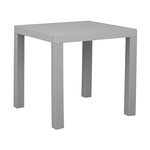 Beliani Gartentisch Rattanoptik 80 x 80 cm hellgrau Fossano