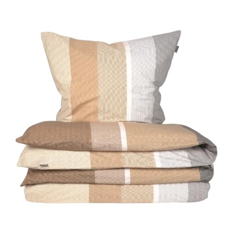 Schiesser Bettwäscheset Endy Stripes | 2-teilig | Gestreift | Renforcé | 100% Baumwolle | Oeko-Tex Zertifiziert | Reißverschluss | 135x200cm + 80x80cm | Sand