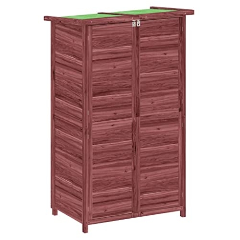 vidaXL Geräteschuppen, Gartenschrank mit Schrägdach, Holz Gerätehaus für Gartenwerkzeuge, Geräteschrank Werkzeugschrank, Mokka 83x57x140cm Massivholz Kiefer