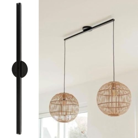 Lightswing® Twin Aufhängesystem für zwei Hängelampen - Matt Schwarz - 90 cm - Beweg deine Hängeleuchte Mühelos - Einfache Installation - Hängelampe Esstisch - Pendellampe Verstellbar - Hängeleuchte