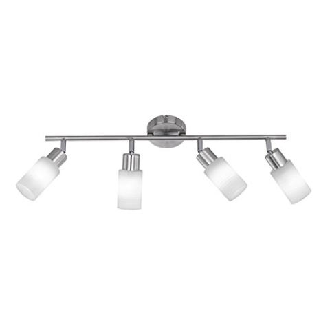 Trio Leuchten LED Strahler Jones 871410407, Metall Nickel matt, Glas weiß gewischt, 4x 4 Watt