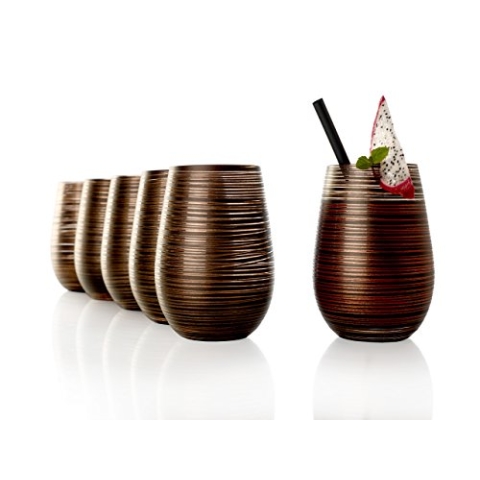 Stölzle Lausitz Gläser TWISTER 465 ml Schwarz-Bronze I Trinkgläser 6er Set I Gläser-Set spülmaschinenfest I Stoßfest I Universalgläser als Wassergläser Saftgläser Longdrinkgläser