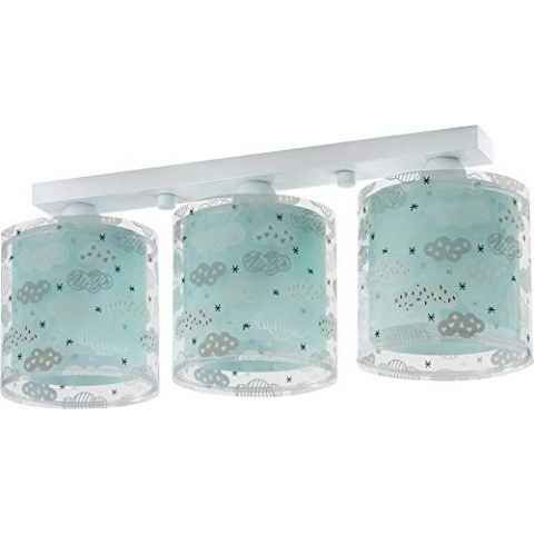 Dalber Kinderlampe Deckenleuchte, Kinderzimmer Deckenlampe 3 Lichter Clouds Wolken Grün kinderzimmerlampe, 51 x 15 x 20.5 cm