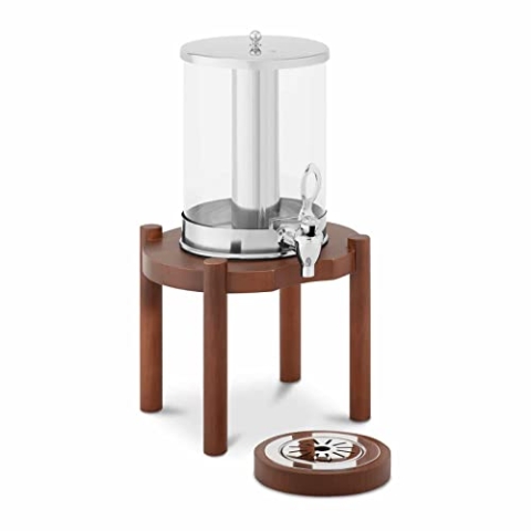 Royal Catering RCSD-1W3 Saftspender 7 L Kühlsystem Dunkles Holzgestell Getränkespender Getränkespender mit Zapfhahn