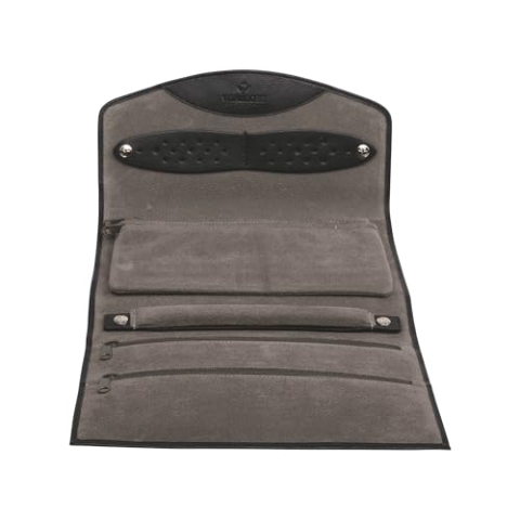 Windrose Schmucktasche XL Nappa/schwarz (Vollrindleder) - Hochwertige Handarbeit - Breite 23 cm - Vollrind Nappa