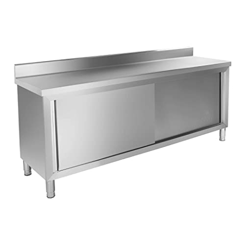 Royal Catering - RCAT-200/60-C - Edelstahl Arbeitsschrank - In der Breite 200 cm - mit Aufkantung