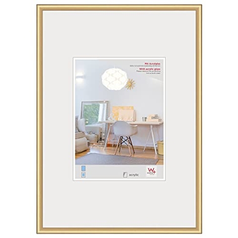 walther design Bilderrahmen gold 60 x 80 cm mit Kunstglas, New Lifestyle Kunststoffrahmen KVX080G