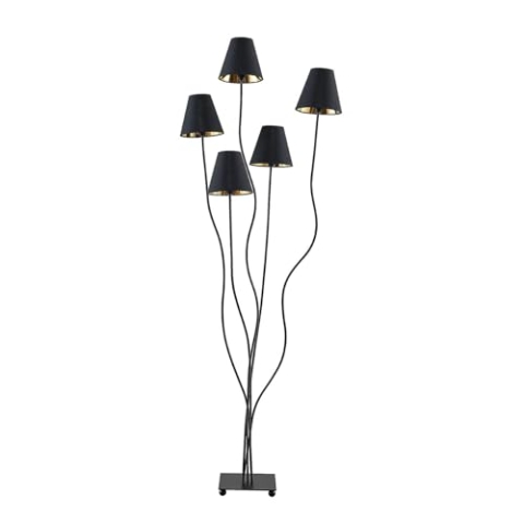 Lindby Stehlampe 'Komalie' (Modern) in Schwarz aus Metall u.a. für Wohnzimmer & Esszimmer (5 flammig, E14) - Stehleuchte, Standleuchte, Floor Lamp, Wohnzimmerlampe, Wohnzimmerlampe