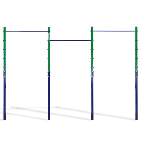 ZERRO Reckstange Outdoor Turnreck bis 150kg belastbar, Höhenverstellbar Dreifache Turnstange Outdoor, grün-blau