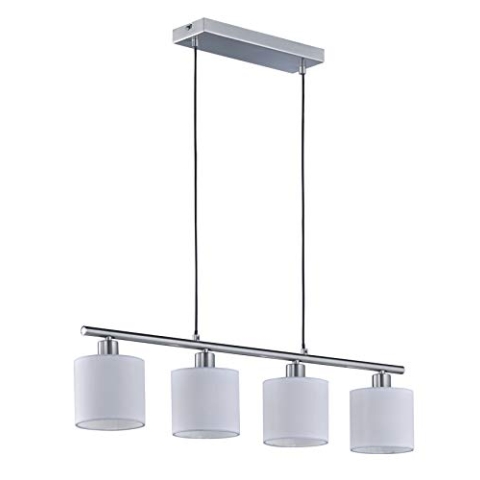 Reality Leuchten Tommy R30334001 Pendelleuchte, Nickel Matt, Stoffschirm Weiß