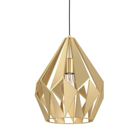 EGLO Pendelleuchte Esstisch Carlton, Vintage Hängelampe für Wohnzimmer und Esszimmer, Esszimmerlampe aus Metall in gold, Lampe hängend mit E27 Fassung, Ø 31 cm
