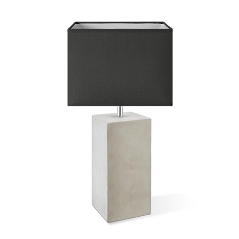 Home Sweet Home Industrielle Tischleuchte Block Pillar | 25/25/45cm | Anthrazit | Tischlampe | Beton und Textil | für E27 LED-Lampe | mit Schalter | für Wohnzimmer, Schlafzimmer