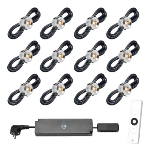 Hamulight LED Einbaustrahler Terrassenüberdachung Marbella ab mit Fernbiedung | Wintergarten Beleuchtung - Einbauleuchten- Terrassendach - Überdachung | 3W - Dimmbar - Warmweiß | Set mit 12 Stück