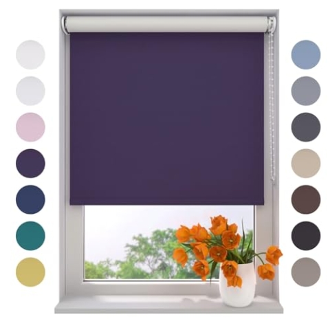 Radeco® Verdunkelungsrollo 110 x 190 cm lila, Größen von 40 bis 240 Breite, ohne Bohren möglich, Rollo wandmontage, Rollo 110 cm breit, Fenster rollos für innen, rollos für Fenster