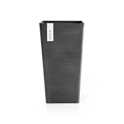 Ecopots Blumentopf Rotterdam Dunkel Grau - 30 x 30 cm, 56 cm hoch - quadratisch groß - Pflanzentopf aus Recycling Kunststoff - Übertopf modern für Indoor und Outdoor