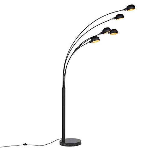 Qazqa - Design Stehleuchte I Stehlampe I Standleuchte I Lampe I Leuchte schwarz 5-Licht - Sixties Marmo I Wohnzimmer I Schlafzimmer - Stahl Länglich - LED geeignet E14