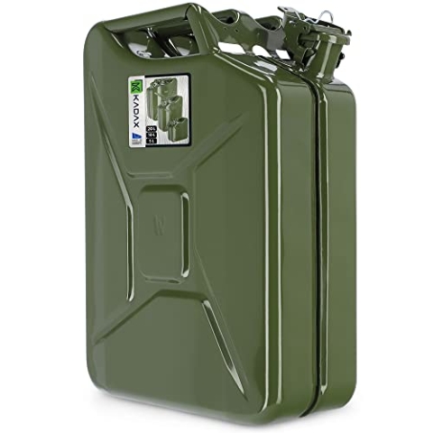 KADAX Benzinkanister, Kanister aus 0,8 mm Stahl, Kraftstoffkanister für Benzin und Diesel, Reservetank mit dreifachem Griff, Stahlblechkanister (20L grün)