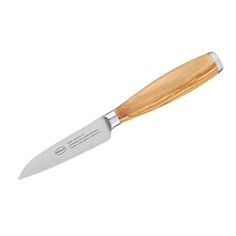 Rösle Gemüsemesser Artesano 9 cm - Hochwertiges Küchenmesser zum Schneiden von Obst und Gemüse, ein scharfes Schneidemesser mit ergonomischem Griff aus Olivenholz