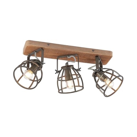 Lindby Deckenlampe 'Rutger' (Retro, Vintage, Antik) aus Holz u.a. für Wohnzimmer & Esszimmer (3 flammig, E14) - Deckenleuchte, Lampe, Wohnzimmerlampe