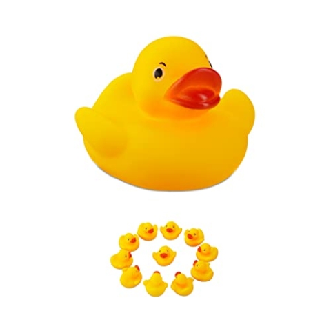 relaxdays 120 x Badeente 5 cm, klassisches Quietscheentchen für die Badewanne, Badespielzeug für Groß und Klein, Gummiente, gelb