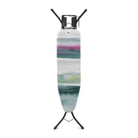 Brabantia - Bügelbrett A - für Dampfbügeleisen - Höhenverstellbar - für Links- und Rechtshänder - Solider Vierfußrahmen - Leicht versetzbar - Morning Breeze - 110 x 30 cm