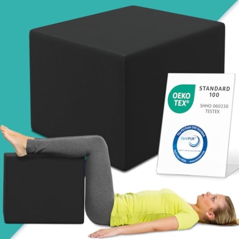 ELONEO Bandscheibenwürfel, Stufenlagerungswürfel zur Stufenlagerung, Stufenbett mit Bezug, Fitness Würfel, Schaumstoff, 40 x 50 x 50 cm