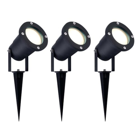 Ledvion - 3X LED Strahler, Aluminium, IP65, 5W, 4000K, 1 Meter Kabel, LED Spot, Garten Spot