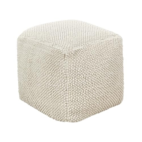 Beliani Pouf Baumwolle beige/Hellbeige 45x45x45 cm Sitzhocker quadratisch Joara