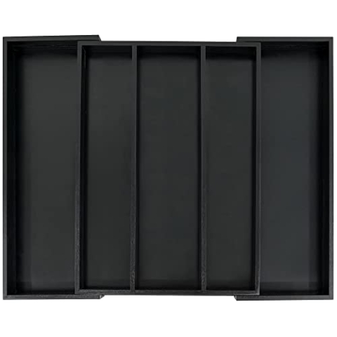 Utoplike Bamboo Expansionable Küchenschublade Organisator, verstellbare Utensilienhalter und Besteckkasten, für Besteck, Besteck, Messer in der Küche, Schwarz, Groß