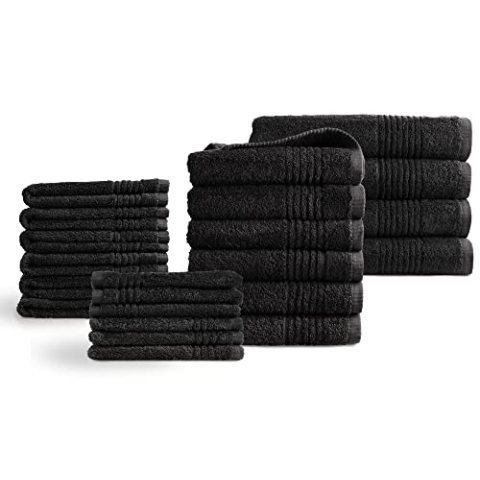PHLOX Handtuch Set 22-teilig – 100% Baumwolle – Oeko-Tex Made in Green zertifiziert | 600 g/m² – Weiche & saugfähige Qualität – Inklusive 4x badetuch, 6x handtücher set, 6x Gästetüchern, 6x washcloths