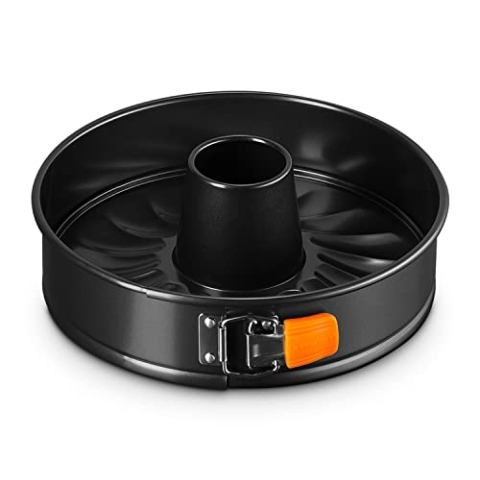 Le Creuset Antihaft Springform mit Rohrboden, Rund, Ø 26 cm, Sauerteigbeständig, Aus Karbonstahl gefertigt, Anthrazit/Orange, 94102326001100