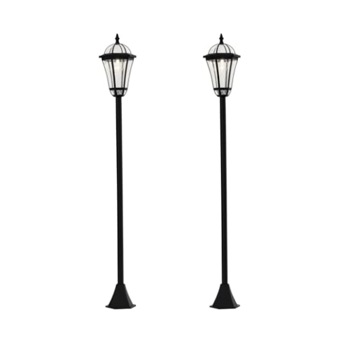 Outsunny Solar Gartenlaterne 2er Set, Wetterfeste Wegleuchte 129 cm hoch, mit LED, 6 Std. Beleuchtung, IP44, Solarlampe für Außen, Schwarz
