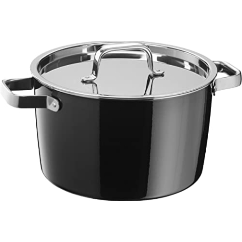 WMF Fusiontec Aromatic Kochtopf groß 24cm, Deckel mit Kondensationsnoppen, Fleischtopf Induktion 6,2l, High-Tech Keramik, stapelbar, kratzfest, schwarz