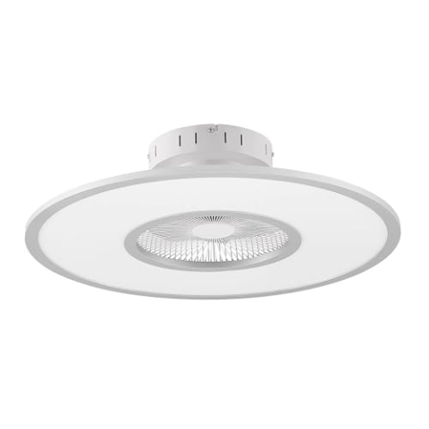 Lindby LED Deckenventilator mit Lampe Romea dimmbar Leselampe (Modern) in Alu (1 flammig,) - Ventilator Wohnzimmerleuchte