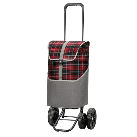ANDERSEN Einkaufstrolley - Quattro Shopper Gese rot 46 L geräumig, hochwertig, Reflektor, höhenverstellbar, leise Räder, multifunktional, Räder abnehmbar