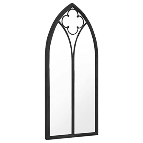 vidaXL Gartenspiegel Fensterspiegel Wandspiegel Hängespiegel Zierspiegel Dekospiegel Gartendeko Spiegel für Außenbereich Schwarz 70x30cm Eisen