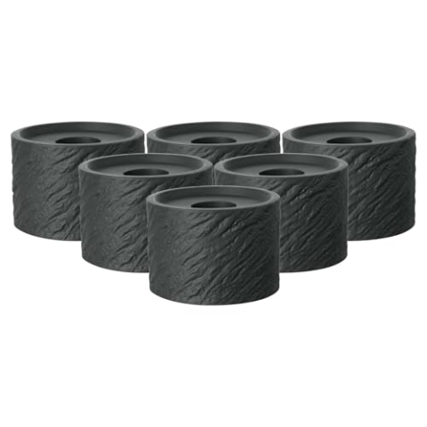 Villeroy & Boch Manufacture Rock Home Kerzenständer 6er Set, Durchmesser: 6,3 cm, Kerzenhalter als Deko & Wohnaccessoires, Keramik, Schwarz