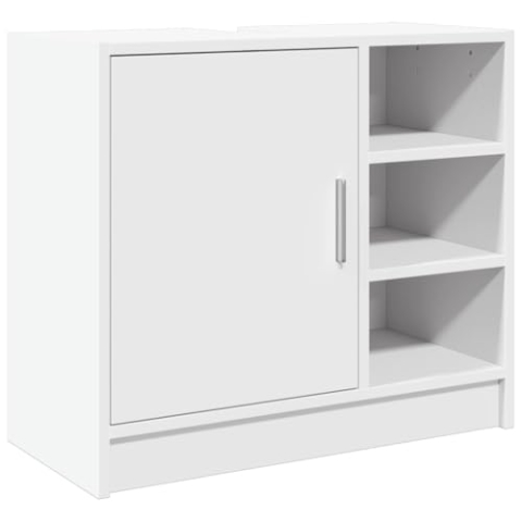 vidaXL Waschbeckenunterschrank, Unterschrank für Badezimmer, Badschrank mit Stauraum, Badezimmerschrank Waschtischunterschrank, Weiß Holzwerkstoff