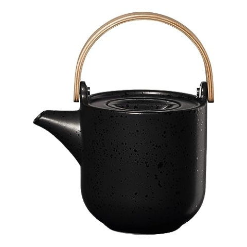 ASA coppa Teekanne mit Holzgriff kuro Porzellan 0,6l