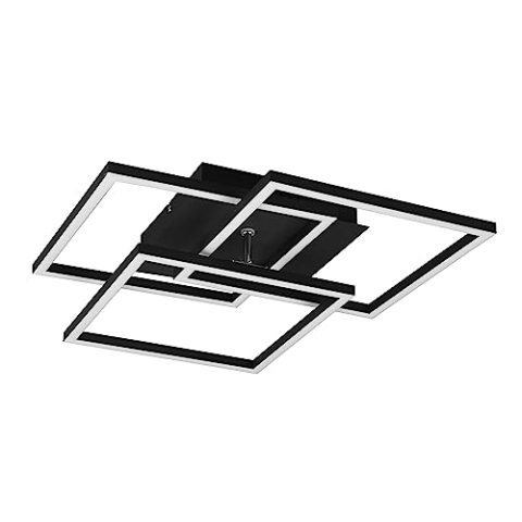 Reality Leuchten LED Deckenleuchte Mobile R62883132, Metall Schwarz matt, inkl. 27 Watt LED, Fernbedienung, Dimmer, Farbwechsel, Nachtlicht