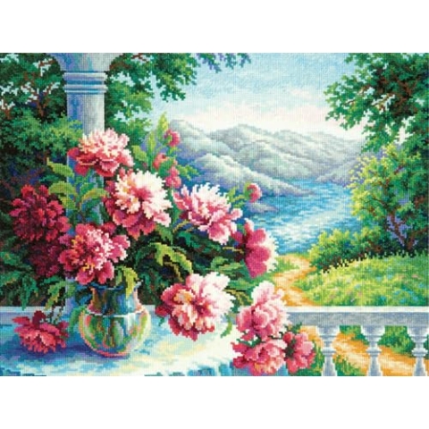 Kreuzstich-Stickset für Erwachsene und Anfänger, berauschender Blumenstrauß, 40 x 30 cm