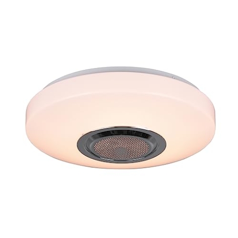 Reality Leuchten LED Deckenleuchte Maia R69021101, Kunststoff Weiß, inkl. 10 Watt LED, Bluetooth Lautsprecher, Fernbedienung, Dimmer, Farbwechsel