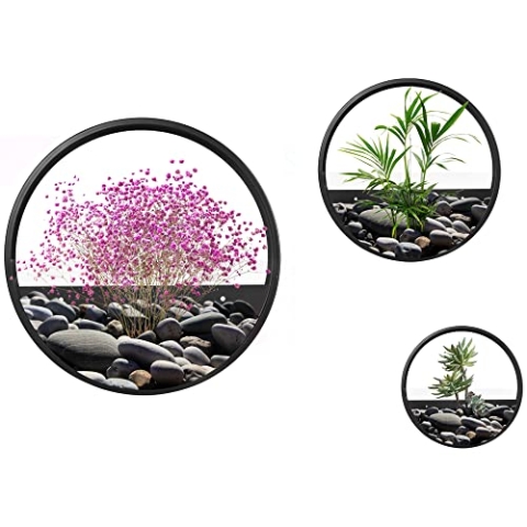 Outsunny 3er-Set Blumentöpfe, Wand-Pflanzgefäß, Pflanzenbehälter für Sukkulenten, Kakteen, Wandvase für Garten, Wohnzimmer, Stahl, Schwarz