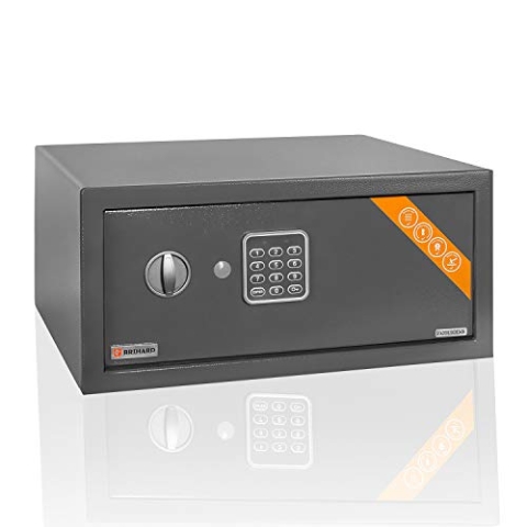 Brihard Laptop Elektronischer Safe für Laptop 15 Zoll 20 x 43 x 35 cm – Digitaler Safe mit LED, Safe mit Code, Titangrau