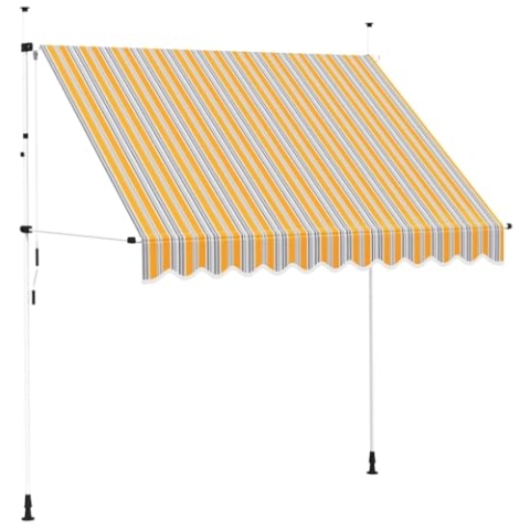 vidaXL Markise Einziehbar Handbetrieben Wasserabweisend Sonnenschutz Klemmmarkise Balkonmarkise Terrasse Balkon Garten 250cm Gelb Blau Gestreift